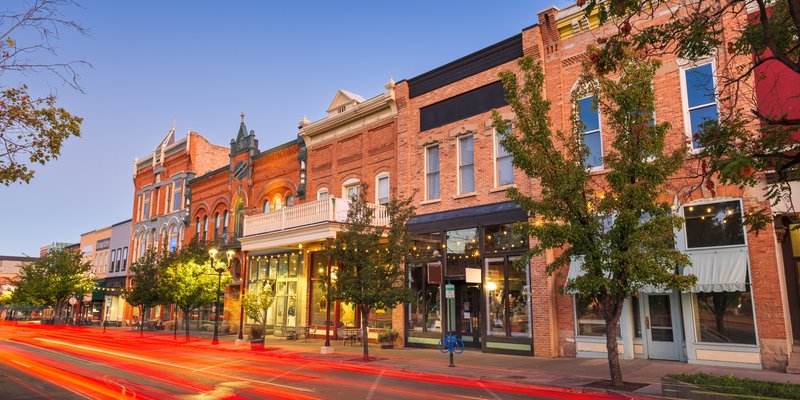 Small town main street storefronts